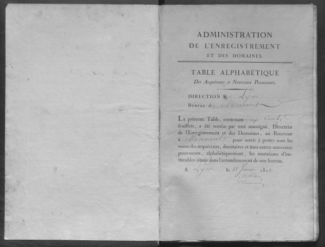 1er janvier 1812-1821 (volume 7). Renvoie à 3Q41/381-382.