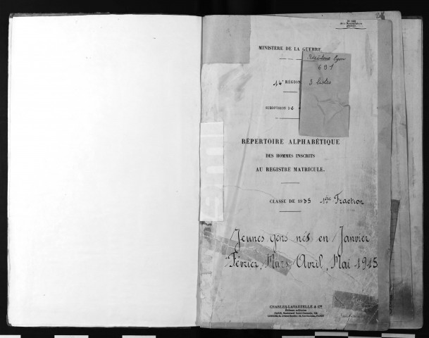 Subdivision de Lyon : 1ere fraction (janvier-mai 1915 A-Z) 2e fraction (juillet-décembre A-Z)
