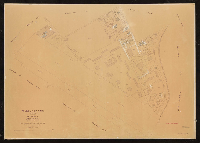 Section C feuille n°5 quartier de Saint-Jean. Feuille dressée en 1812, mise à jour pour 1944. 2e édition à jour pour 1974.