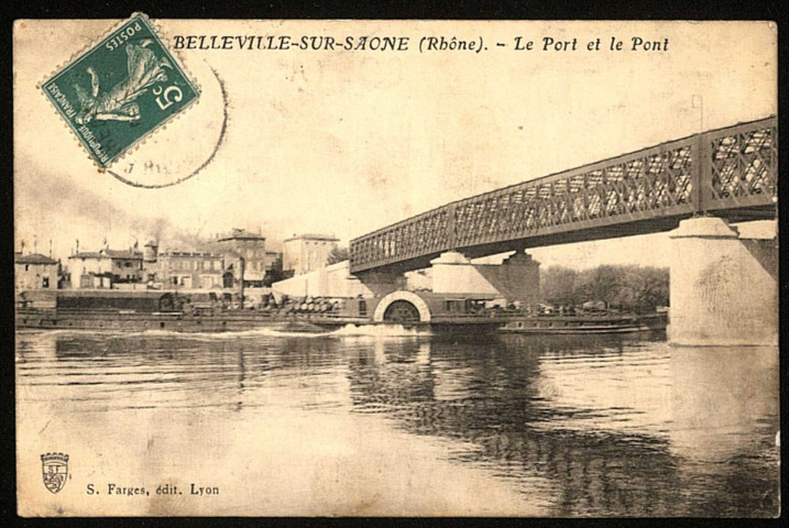 Belleville-sur-Saône. Le port et le pont.