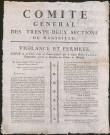 Comité général des trente-deux sections de Marseille. "Vigilance et fermeté".