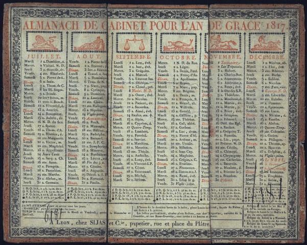 Almanach de cabinet pour l'an de grâce 1817.