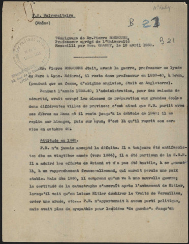 BONNOURE Pierre, professeur au lycée du Parc.