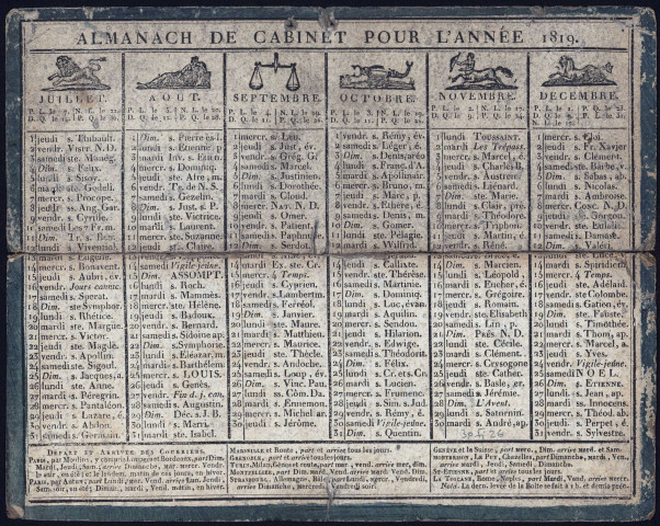 Almanach de cabinet pour l'année 1819.