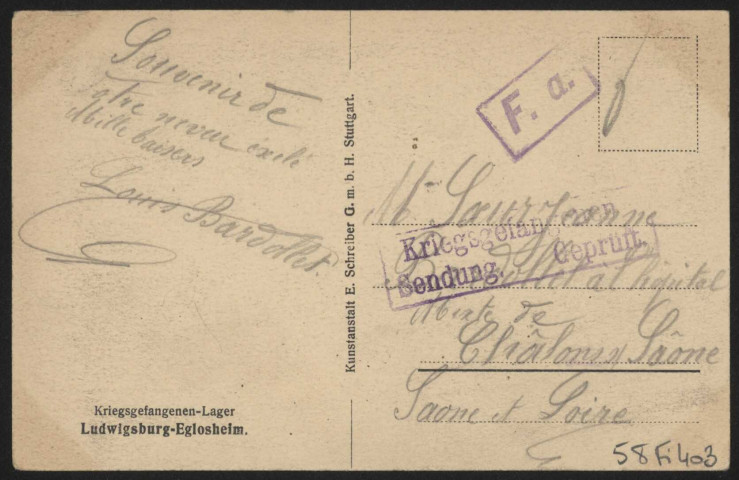 Kriegsgefangenen Lager. Ludwigburg-Eglosheim.