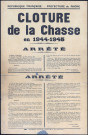 Clôture de la chasse en 1944-1945. Arrêté préfectoral (5 décembre 1944).