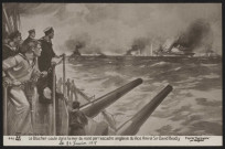 « Le Blucher coulé dans la mer du Nord par l'escadre anglaise du vice-amiral sir David Beatty. (24 janvier 1915) ».