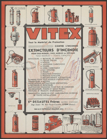 Vitex, matériel de protection contre l'incendie des établissements Desautel frères - Lyon.