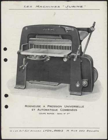 Les machines Jurine - Lyon.