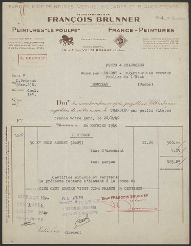 Etablissements François Brunner - Villeurbanne.