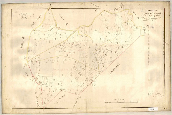 Section A dite des Combes, feuille n°3 (parcelles 259-465).