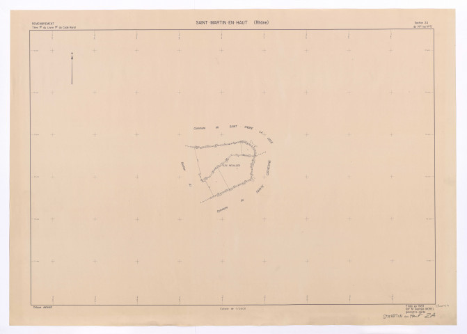 Calques définitifs (noir et blanc) : plan de récolement de bornage. Section ZA.