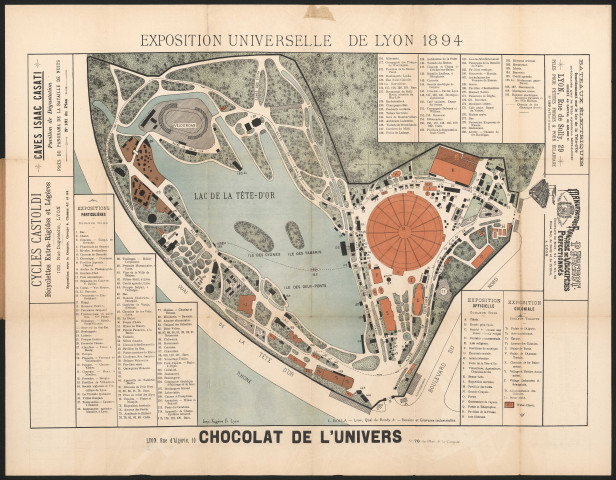 Plan complet de l'exposition universelle de Lyon avec le plan de la coupole.