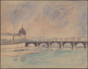 Le pont de la Guillotière et l'Hôtel-Dieu à Lyon.