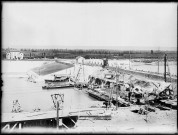 Canal de Jonage : mur de garde au 5K575 en construction, vue d'aval (août 1900).