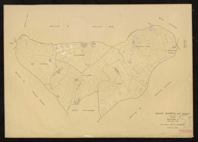 Section A feuille n°4. Feuille dressée en 1816. Mise à jour pour 1957.