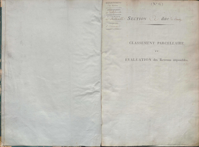 État de sections et matrice de rôle de la contribution foncière.