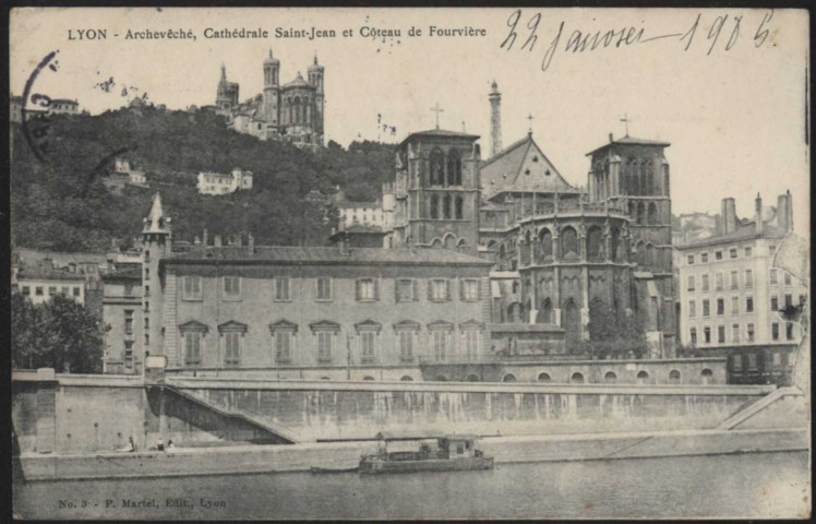 Lyon. Archevêché, cathédrale Saint-Jean et coteau de Fourvière.