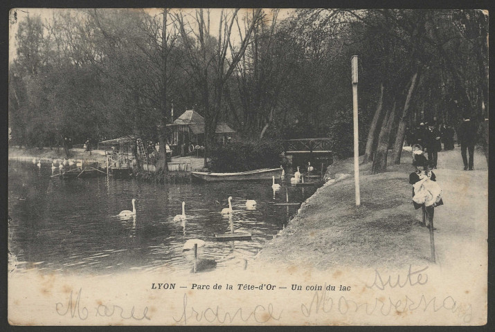 Lyon. Le parc de la Tête-d'Or. Un coin du lac.