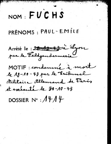 FUCHS Paul Emile