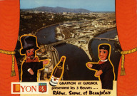Lyon. Gnafron et guignol présentent les trois fleuves : le Rhône, la Saône et le Beaujolais.