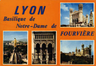 Lyon. Basilique de Notre-Dame de Fourvière. Vues multiples en mosaïque.