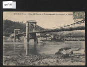 Le pont de Chasse avec remorqueur descendant le Rhône.