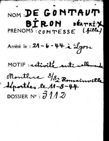 DE GONTAUT BIRON Béatrix et sa mère DE GONTAUT BIRON Anne (Comtesse)