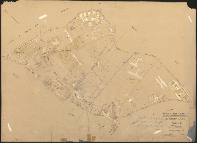 Section B 1ère feuille (partie de l'ancienne 1ère feuille). Plan révisé pour 1936.