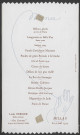 Menu du restaurant "Chez Francotte" par le maître-cuisinier Louis Perrier (Millau le 9 août 1952).