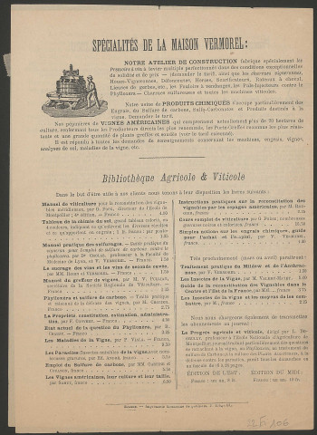 Pulvérisateur Vermorel contre le mildiou - Villefranche-sur-Saône.