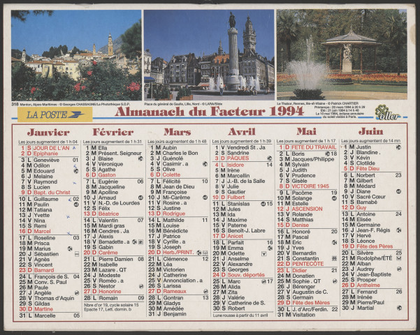 Almanach du facteur 1994.