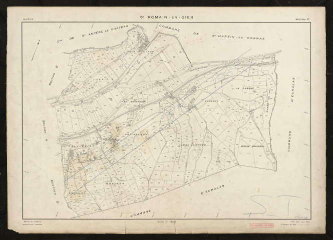 Section C feuille unique. Plan établi en 1953. Edition pour 1985.