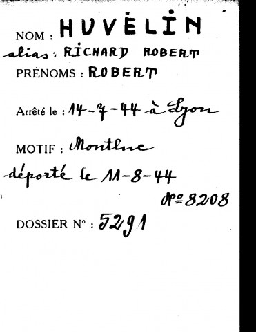 HUVELIN Robert (alias RICHARD, Albert)