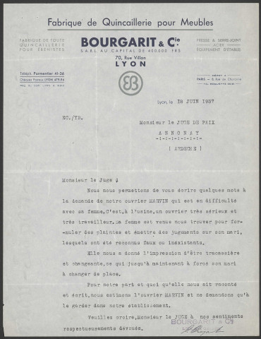 Bourgarit et Cie - Lyon.