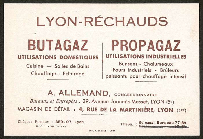 Lyon-Réchauds A. Allemand - Lyon.