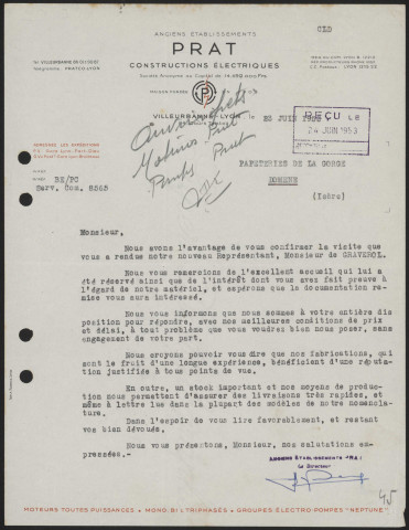 Anciens établissements Prat constructions électriques - Villeurbanne.