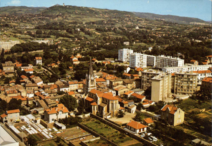 Caluire. Vue aérienne et Monts d'Or.