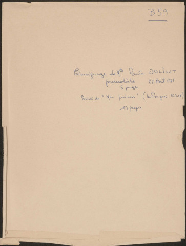 JOLIVOT Renée, alias "boîte aux lettres", agent de liaison.