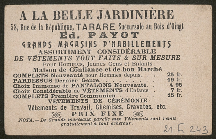 Le premier de ces Messieurs. Tiens, où est le client ?