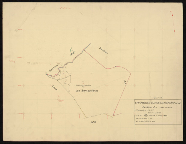 Section AL : partie Nord-Est. Levé n°11 effectué le 25 mai 1962.
