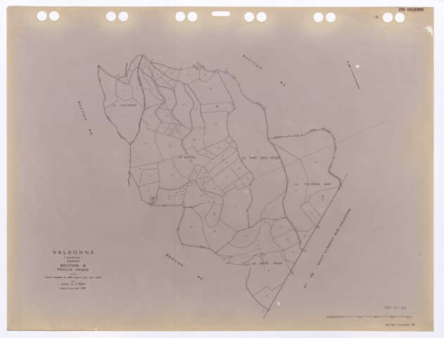 Section B feuille unique. Feuille dressée en 1818 mise à jour pour 1972. Edition à jour pour 1983.