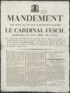 Mandement de son Altesse éminentissime le cardinal Fesch, archevêque de Lyon, Primat des Gaules (juillet 1807).