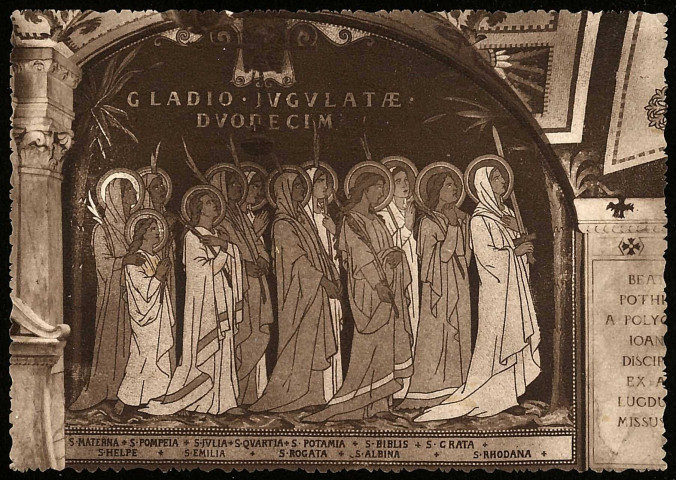 Lyon - Hôpital de Saint-Pothin. Crypte - fresque des martyres décapitées.