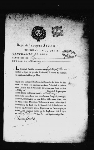 17 novembre 1722-1er juillet 1731.