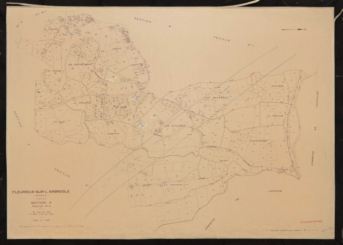Section A 2e feuille. Cadastre révisé pour 1938. 2e édition à jour pour 1982.