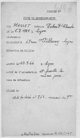 MASSET Robert Claude