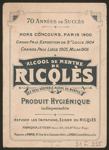 Alcool de menthe de Ricqlès.
