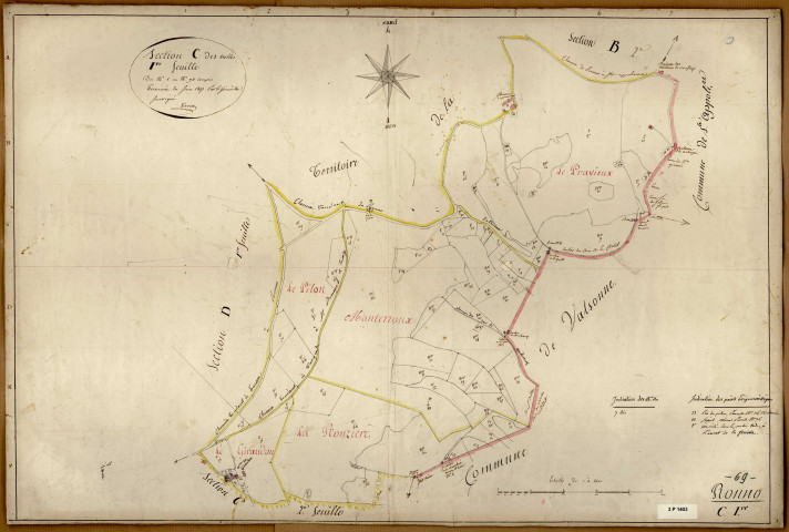 Section C dite des Salles, feuille n°1 (parcelles 1-93).
