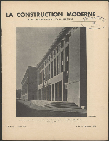 54e année - n° 8 et 9 (décembre 1938).